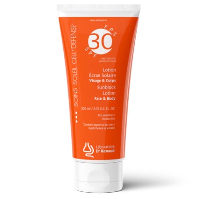 CELL'DEFENSE LOTION ÉCRAN SOLAIRE À LARGE SPECTRE FPS 30 – VISAGE ET CORPS